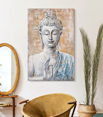 Peinture sur toile Bouddha cadre en bois