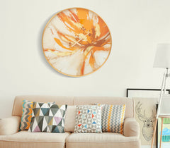 Reloj de pared redondo Toply de cristal con marco dorado decorado con tonos brillantes