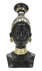 Estatua mujer masái tocado y joyas decorativas