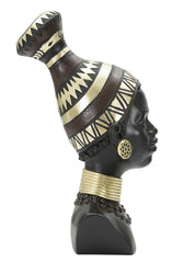 Estatua mujer masái tocado y joyas decorativas