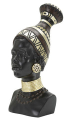 Estatua mujer masái tocado y joyas decorativas