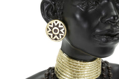 Estatua mujer masái tocado y joyas decorativas