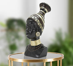 Estatua mujer masái tocado y joyas decorativas