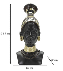 Estatua mujer masái tocado y joyas decorativas