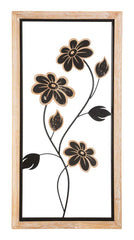 Panel decorativo 3D de metal y madera Girish, madera natural y metal negro