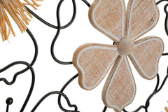 Panneau mural décoratif 3D en métal et bois fleurs