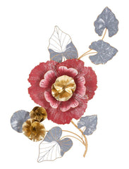 Panel de pared decorativo de metal 3D, flor de colores vivos y hojas