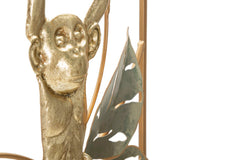 Panel de pared decorativo de metal Mono dorado ramas hojas verdes