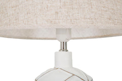 Lampe de table en résine décorations géométriques abat-jour tissu beige