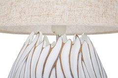 Lampe de table Honduras Résine décorations linéaires Abat-jour en tissu Beige