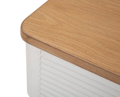 Mesa de noche MATERA Madera Blanca y tapa de Madera Marrón patas de Metal Dorado