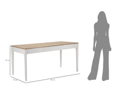 Table rectangulaire Matera Bois Blanc plateau Brun