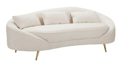 Sofá de 3 plazas Oslo Tela beige patas de metal dorado