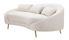 Sofá de 3 plazas Oslo Tela beige patas de metal dorado