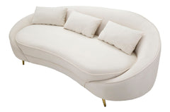 Sofá de 3 plazas Oslo Tela beige patas de metal dorado