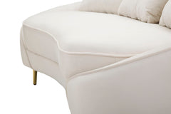 Sofá de 3 plazas Oslo Tela beige patas de metal dorado