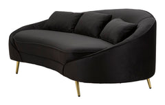 Sofá de 3 plazas Oslo Tela Negra patas Metal Dorado