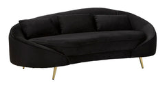Sofá de 3 plazas Oslo Tela Negra patas Metal Dorado