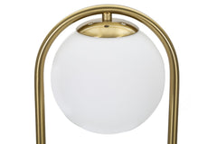 Lámpara de mesa Glamy Metal dorado Pantalla de cristal blanco