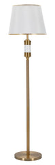Lámpara de pie de metal dorado con pantalla de tela blanca