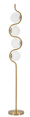 Lámpara de pie de 4 luces Glamy, metal dorado y esferas de cristal blanco
