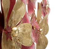 Panneau mural décoratif 3D en métal fleurs dorées et colorées