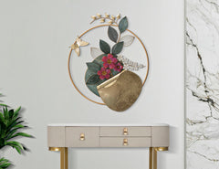 Panneau mural décoratif en métal 3D rond fleurs colorées