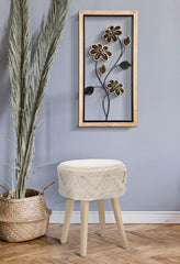 Panel decorativo 3D de metal y madera Girish, madera natural y metal negro
