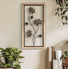 Panel de pared decorativo de metal y madera Girish