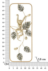 Panel de pared decorativo de metal Mono dorado ramas hojas verdes