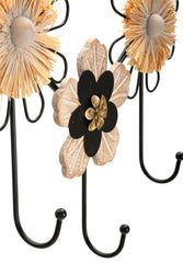 Perchero de pared flores Hierro y Rafia