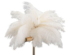 Lámpara de mesa Palm Metal dorado pantalla plumas blancas