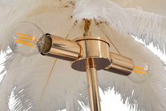 Lámpara de mesa Palm Metal dorado pantalla plumas blancas