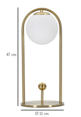 Lámpara de mesa Glamy Metal dorado Pantalla de cristal blanco