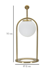 Lámpara de mesa Glamy metal dorado pantalla de cristal blanco