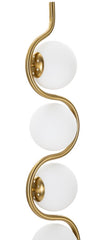 Lámpara de pie de 4 luces Glamy, metal dorado y esferas de cristal blanco