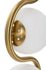 Lámpara de pie de 4 luces Glamy, metal dorado y esferas de cristal blanco