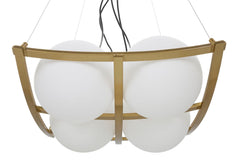 Suspension géométrique JAPON métal doré et verre blanc