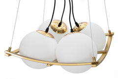 Suspension géométrique JAPON métal doré et verre blanc