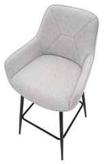 Taburete de bar de tela tapizada gris con patas de metal negro (juego de 2)