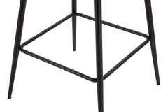 Taburete de bar de tela tapizada gris con patas de metal negro (juego de 2)