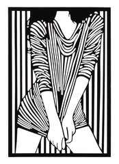 Panel decorativo de pared 3D metal Negro Chica a rayas