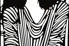 Panel decorativo de pared 3D metal Negro Chica a rayas