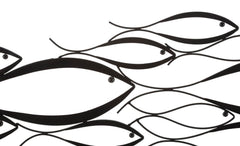 Panneau mural décoratif 3D Poissons métal Noir
