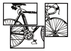 Panneau mural décoratif 3D vélo métal Noir ensemble de 3 pcs