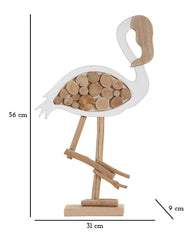 Escultura de flamenco en madera natural