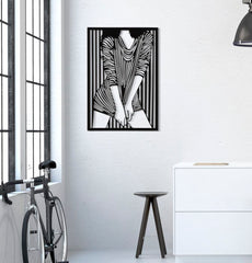 Panel decorativo de pared 3D metal Negro Chica a rayas