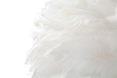 Lampe de sol Slim Métal doré Abat-jour en plumes Blanches