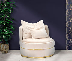 Sillón París Crema y decoraciones doradas