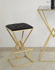 Taburete de bar Pirámide metal dorado Tejido negro